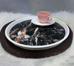 سینی گرد طرح سنگ مرمر