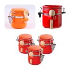 جا ادویه رنگی با قاشق چوبی