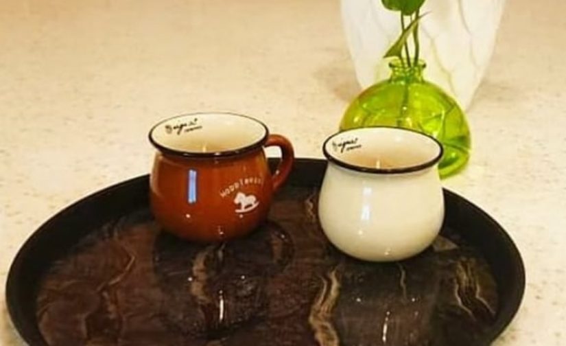 سینی گرد طرح سنگ مرمر