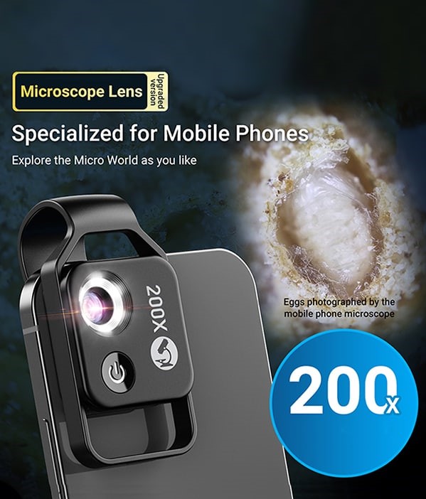 لنز ماکرو میکروسکوپی 200X CPL قابل حمل موبایل