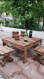 میز و صندلی چوبی چهار نفره تاشو چمدونی