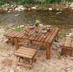 میز و صندلی چوبی چهار نفره تاشو چمدونی